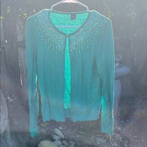GAP Teal Green Embellished Cardigan